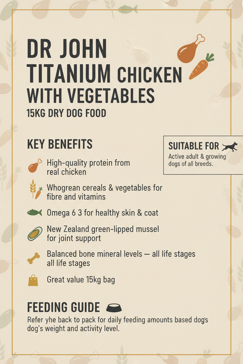 Dr John Titanium Chicken with Vegetables 15kg Infographic