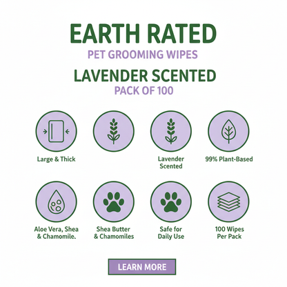 Earth Rated Grooming Wipes Lavender Infographic