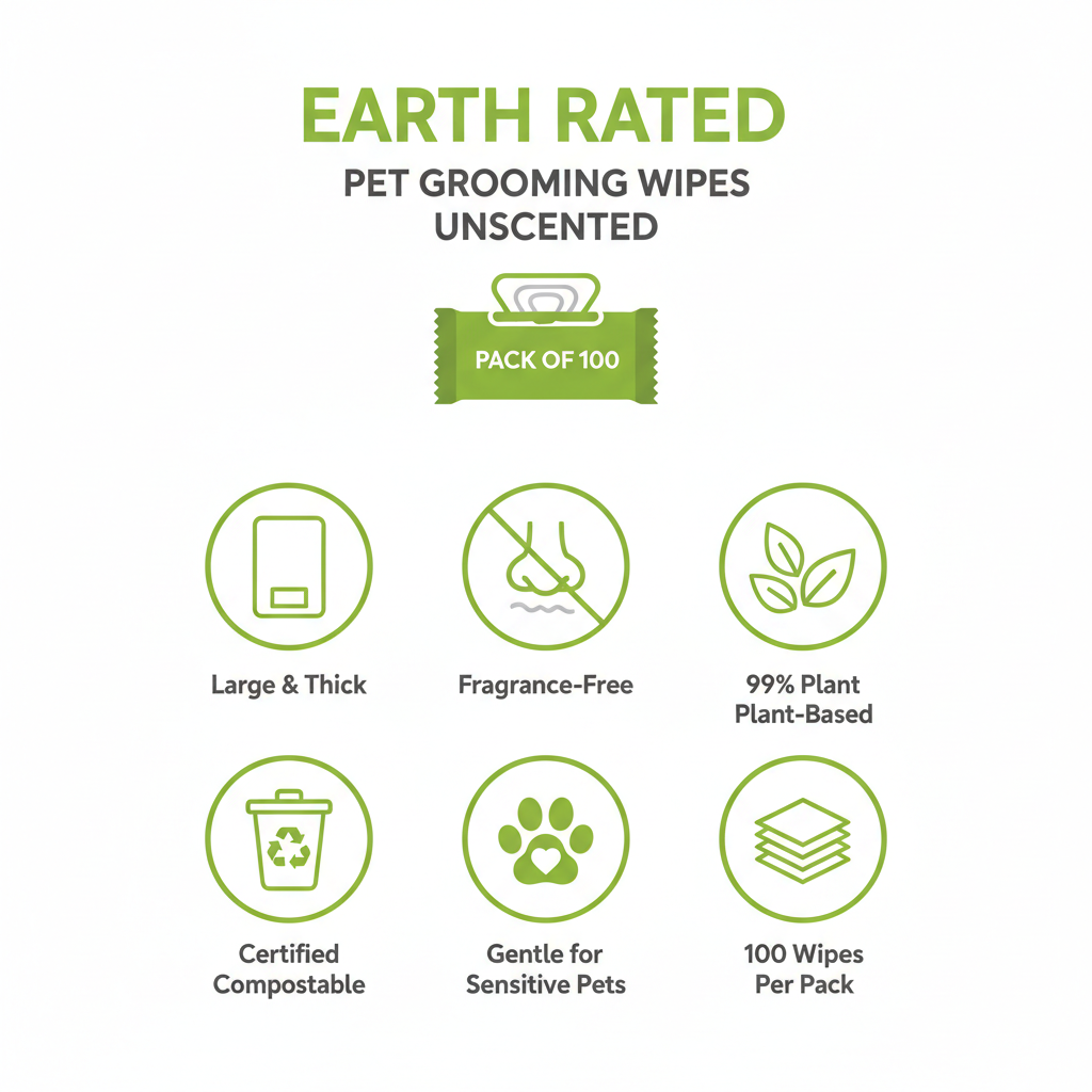 Earth Rated Grooming Wipes Unscented Infographic