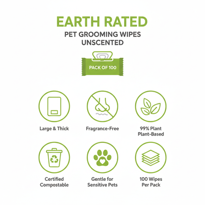 Earth Rated Grooming Wipes Unscented Infographic