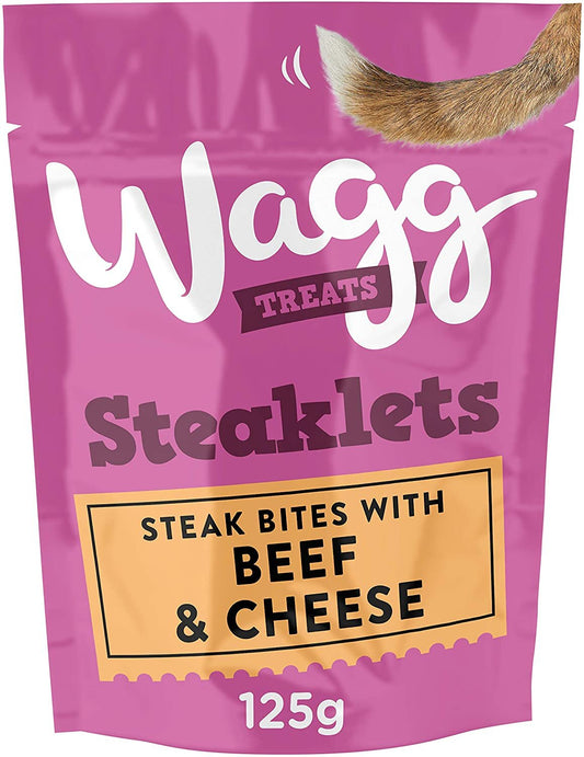 Wagg Dog Treats Steaklets - Steak Bites with Beef & Cheese 125g - Pack of 7