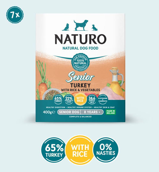 Naturo Tray Senior Dog Turkey Rice & Veg 7 x 400g