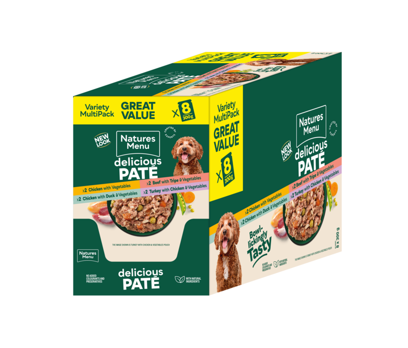 Natures Menu Adult Pate Pouch Multipack Complete Dog Food 8 x 300g