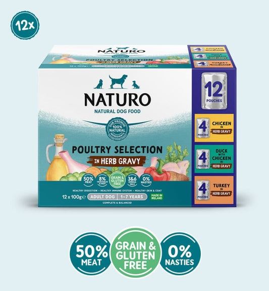 Naturo Adult Dog Pouch Variety Pate 12 x 100g  - Case of 4