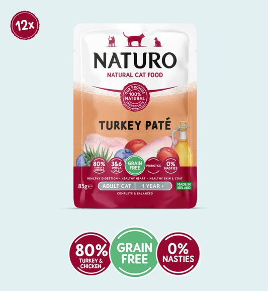 Naturo Adult Cat Pouch Turkey Pate 85g - Case of 12