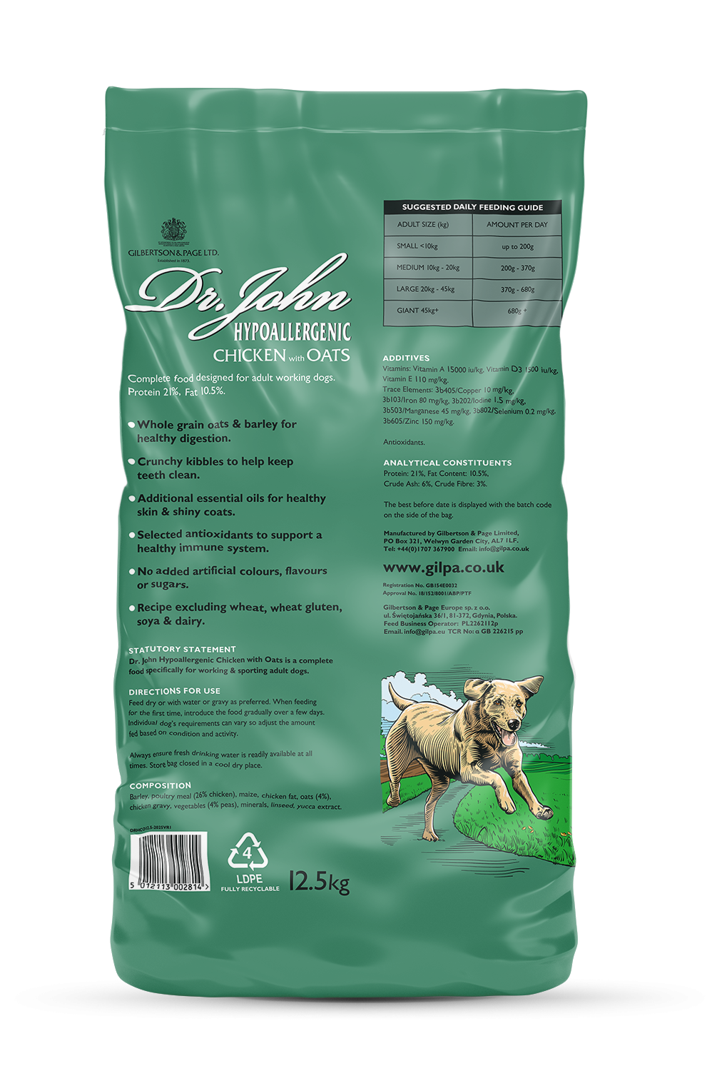 Dr John Hypoallergenic Chicken with Oats Adult Dog Food 12.5kg - Buy 2 Bags Save 5%