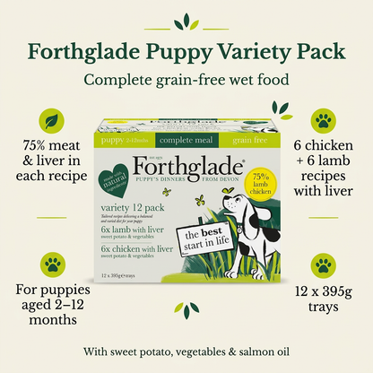 Forthglade puppy variety pack infographic