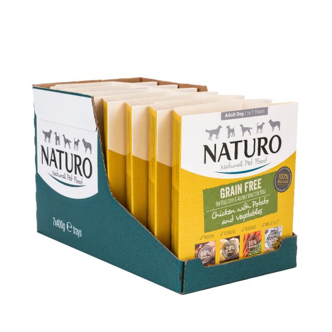 Naturo Adult Dog Tray Grain Free Chicken Potato & Veg 7 x 400g