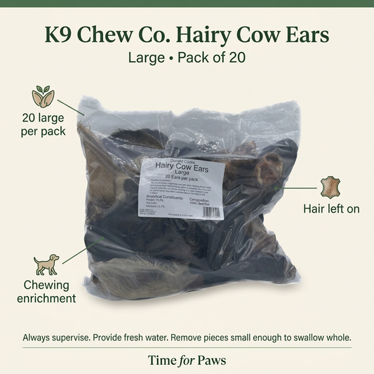 Hairy Cow Ears Large 20-pack infographic