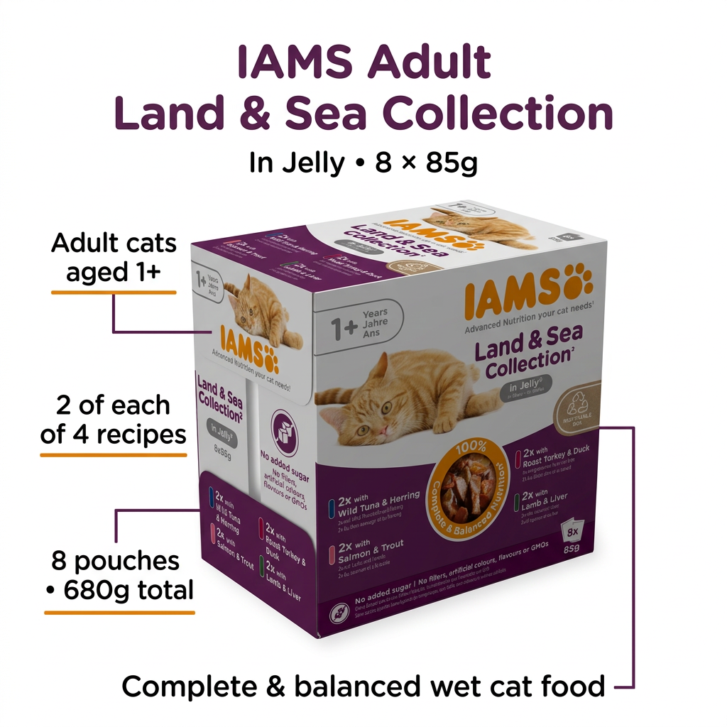 IAMS Adult Land & Sea Collection in Jelly infographic