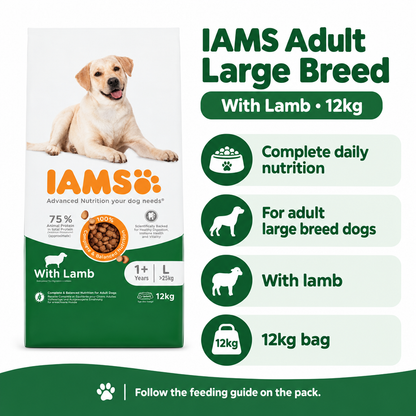 IAMS adult large breed lamb 12kg infographic