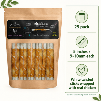 Infographic draft for the chicken-wrapped 25-pack, not attached because the package and count were altered