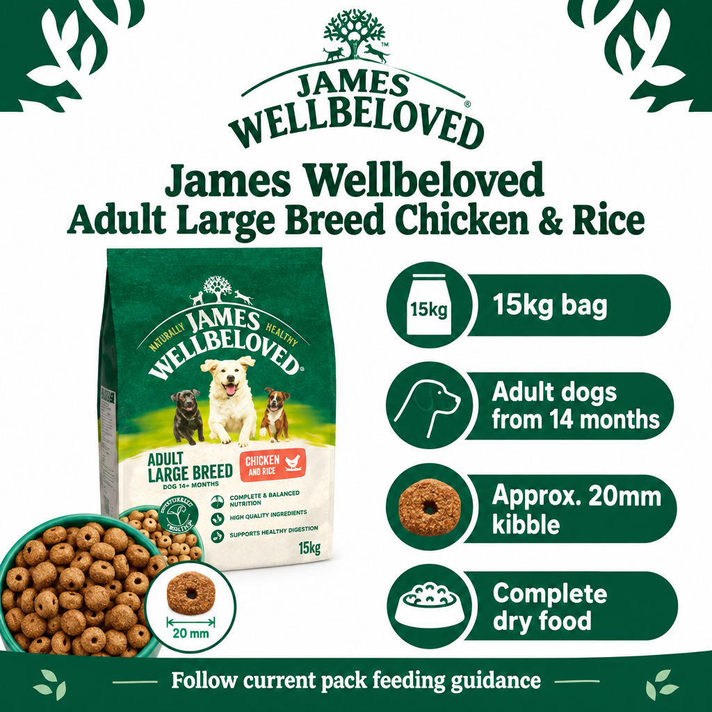 James Wellbeloved Adult Large Breed Chicken & Rice 15kg infographic