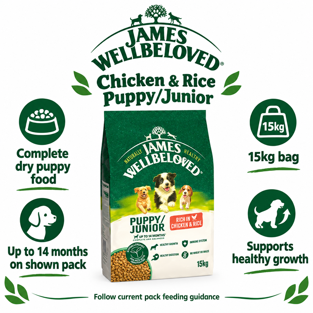 James Wellbeloved Chicken & Rice Puppy/Junior 15kg infographic