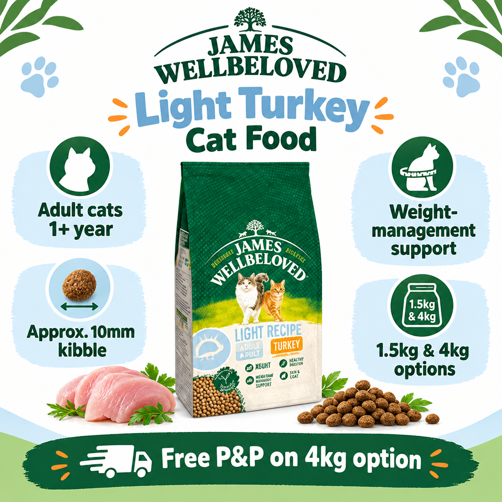 James Wellbeloved Light Turkey Cat Food infographic
