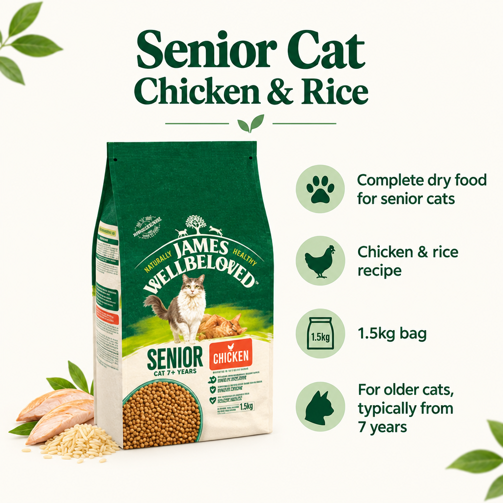 James Wellbeloved Senior Cat Chicken & Rice infographic draft