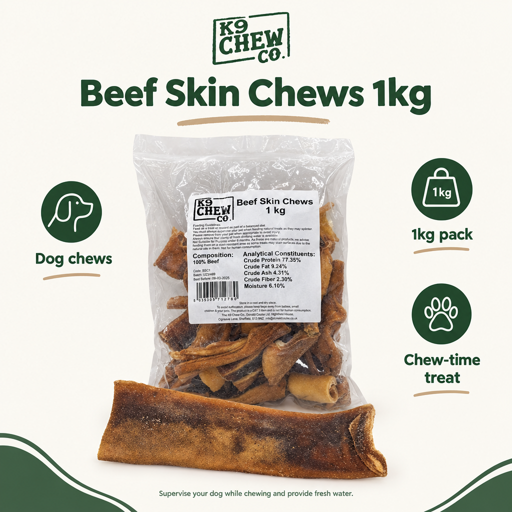 K9 Chew Co. Beef Skin Chews infographic