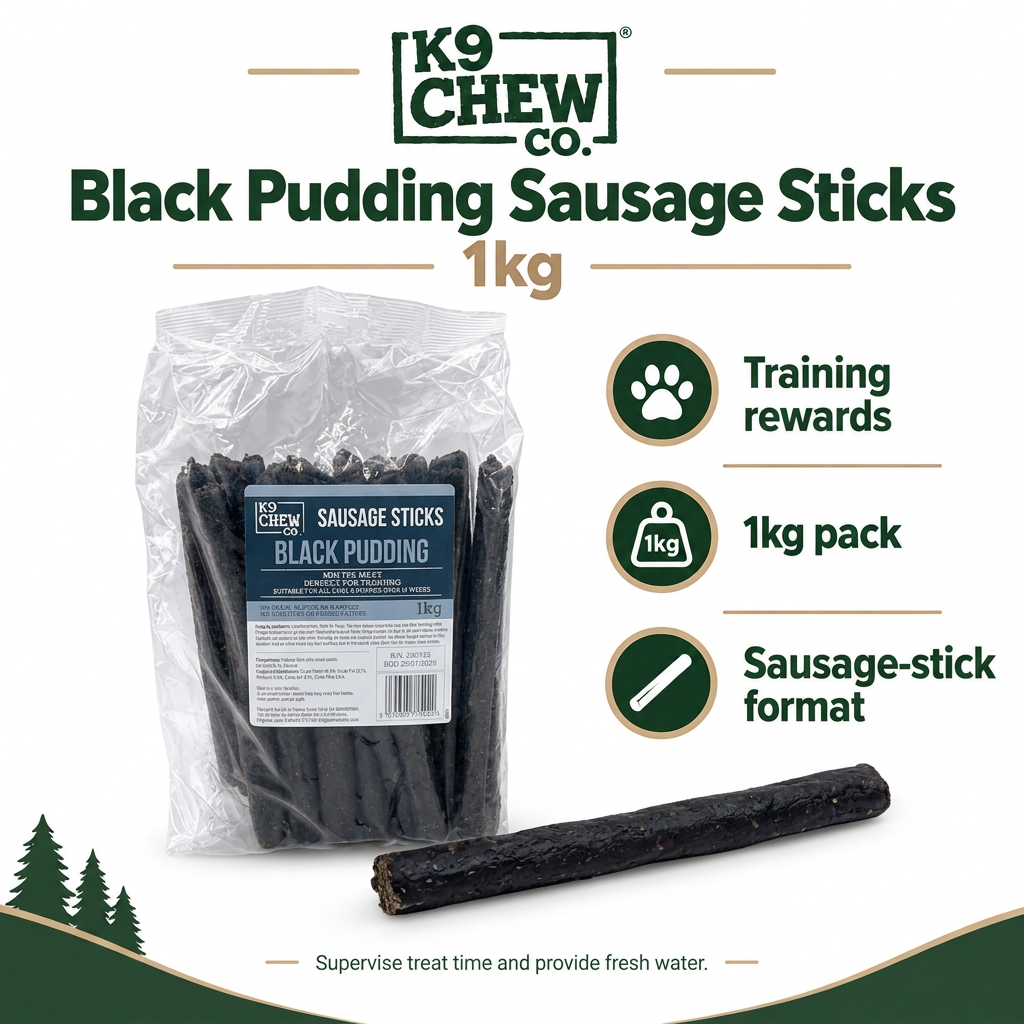 K9 Chew Co Black Pudding Sausage Sticks infographic