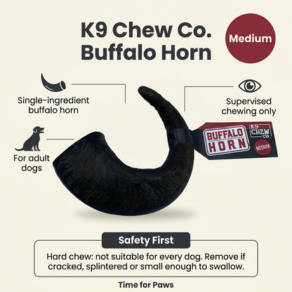 K9 Chew Co. Buffalo Horn Medium infographic