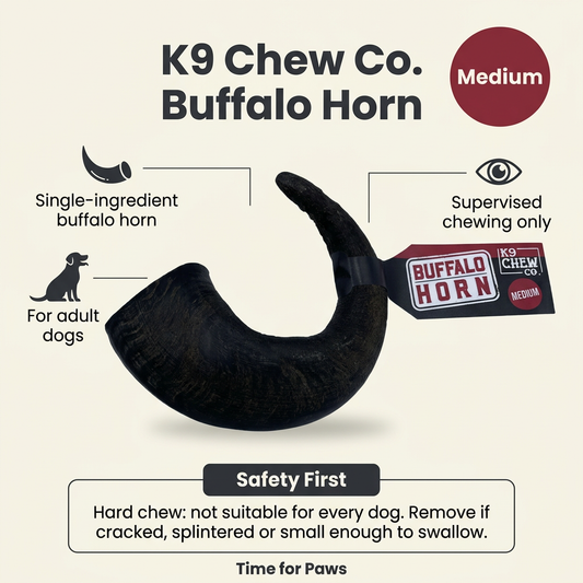 K9 Chew Co. Buffalo Horn Medium infographic