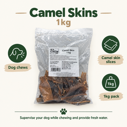 K9 Chew Co. Camel Skins 1kg infographic