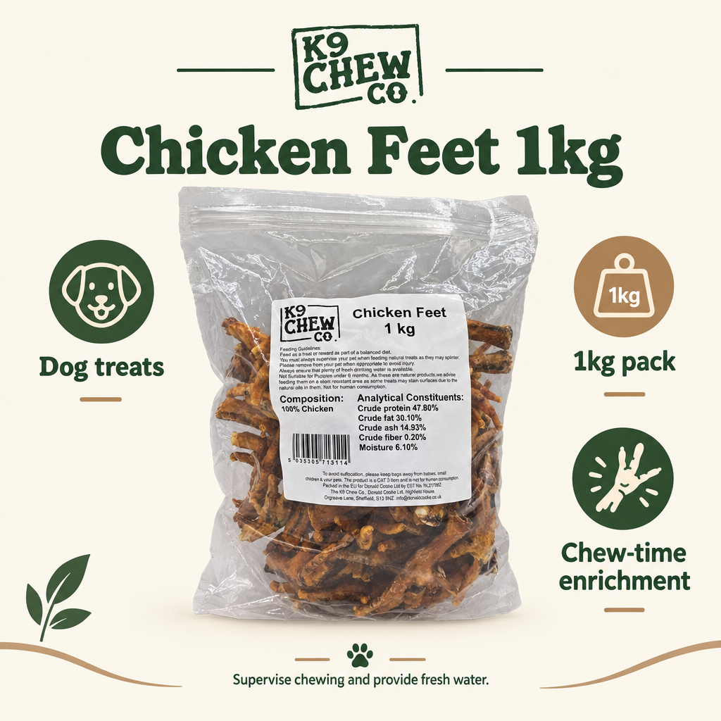 K9 Chew Co. Chicken Feet 1kg infographic