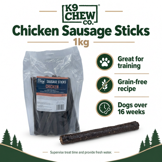 K9 Chew Co Chicken Sausage Sticks infographic