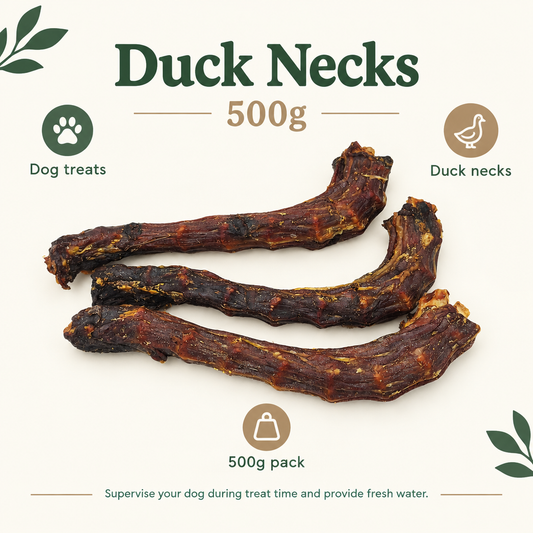 K9 Chew Co. Duck Necks 500g infographic