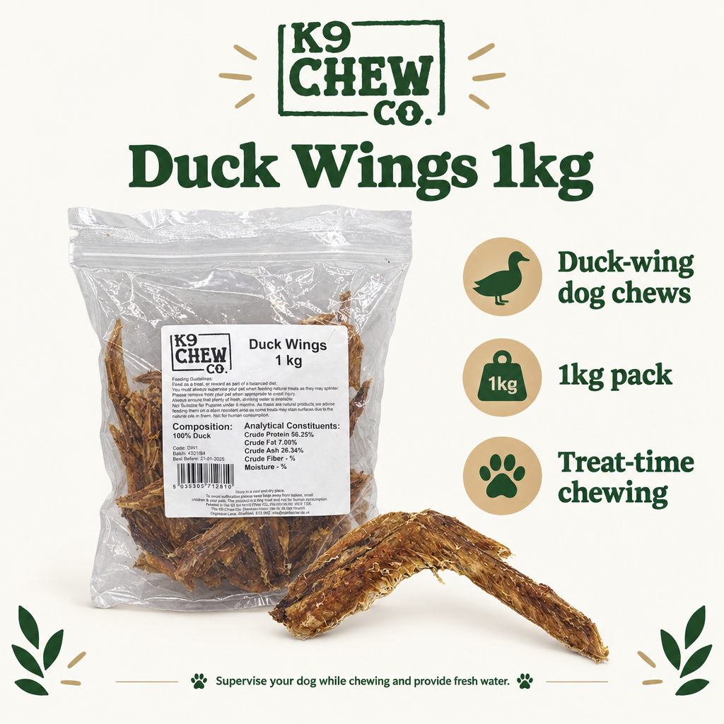 K9 Chew Co. Duck Wings 1kg infographic