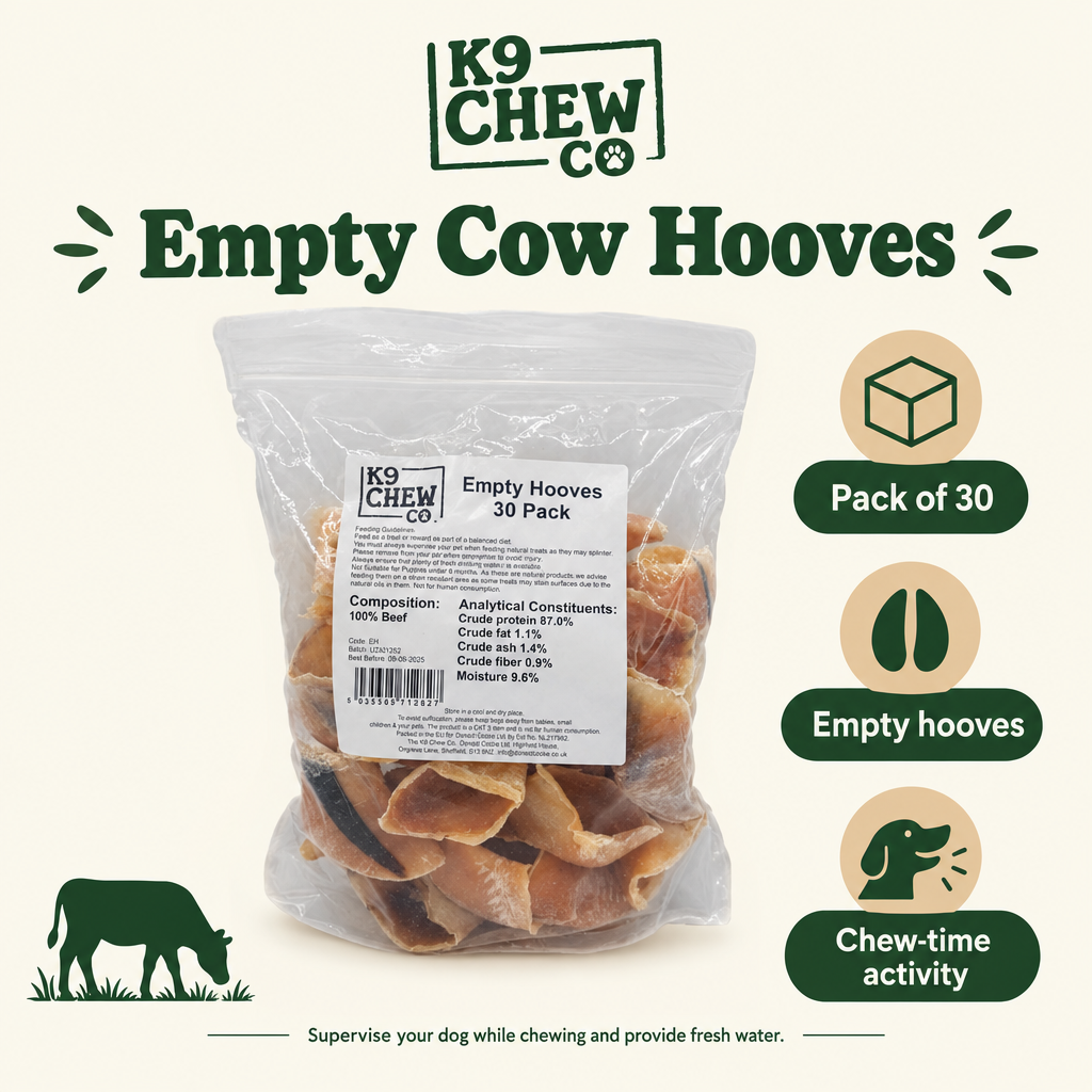 K9 Chew Co. empty cow hooves infographic