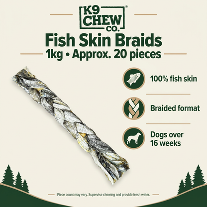 K9 Chew Co Fish Skin Braids infographic