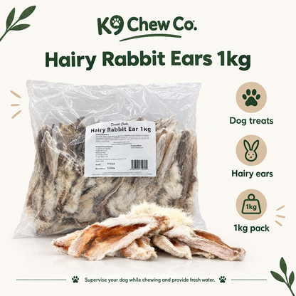 K9 Chew Co. Hairy Rabbit Ears 1kg infographic