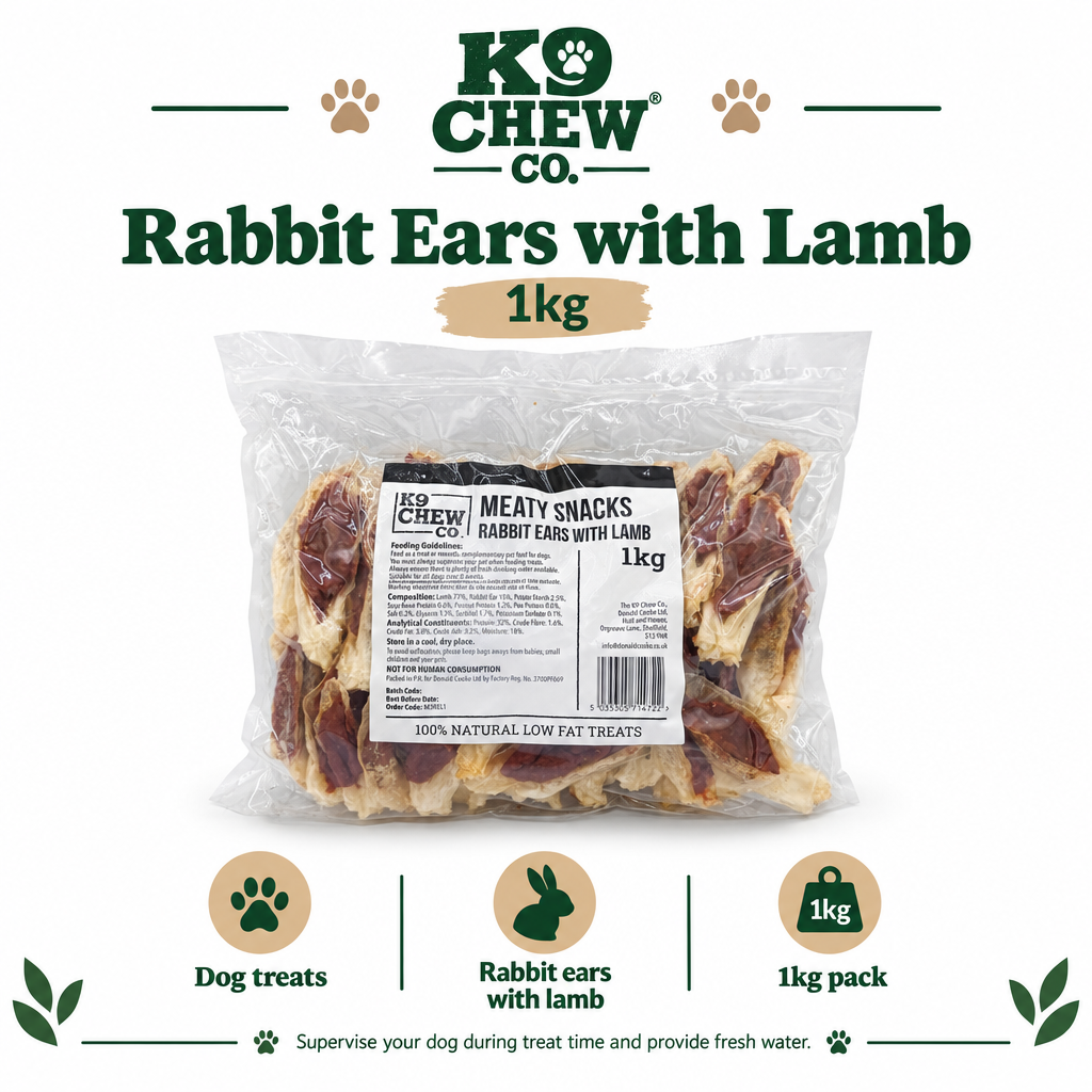 K9 Chew Co. Rabbit Ears with Lamb infographic
