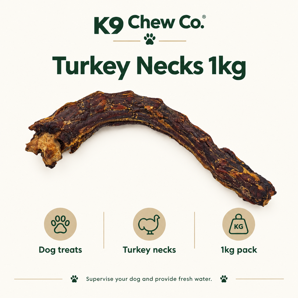 K9 Chew Co. Turkey Necks 1kg infographic