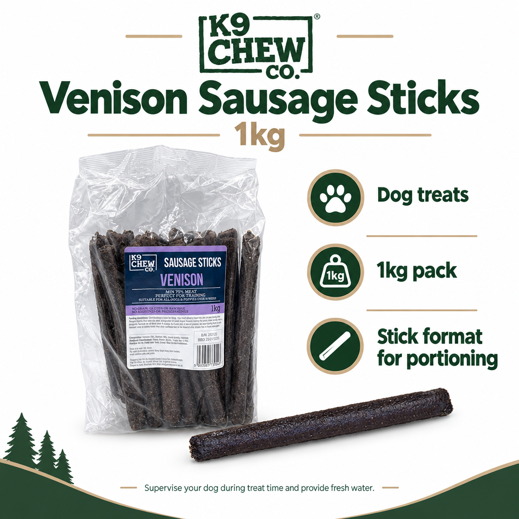 K9 Chew Co. Venison Sausage Sticks infographic
