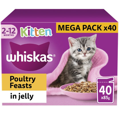 Whiskas Pouch Kitten Poultry Feasts in Jelly 40 x 85g Mega Pack