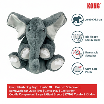 KONG Comfort Kiddos Jumbo Elephant XL Infographic