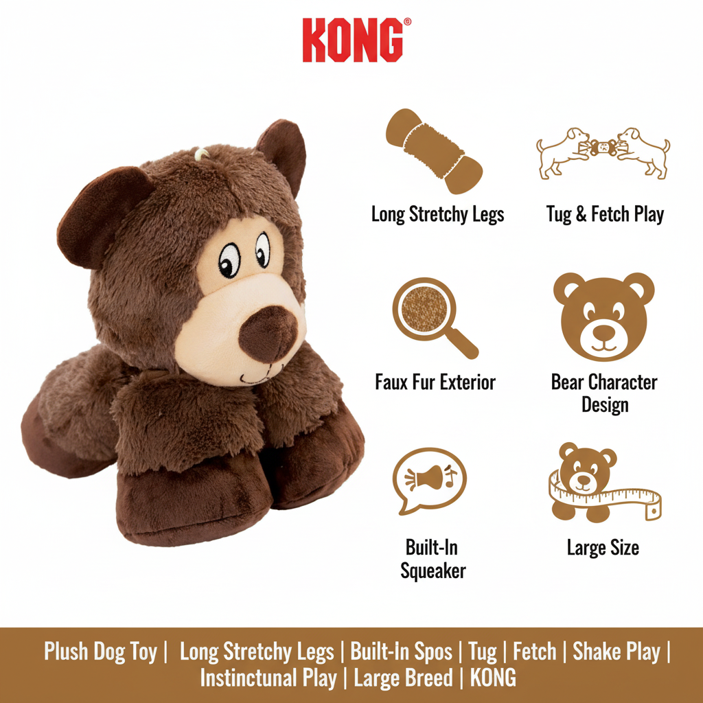 KONG Stretchezz Legz Bear Large Infographic