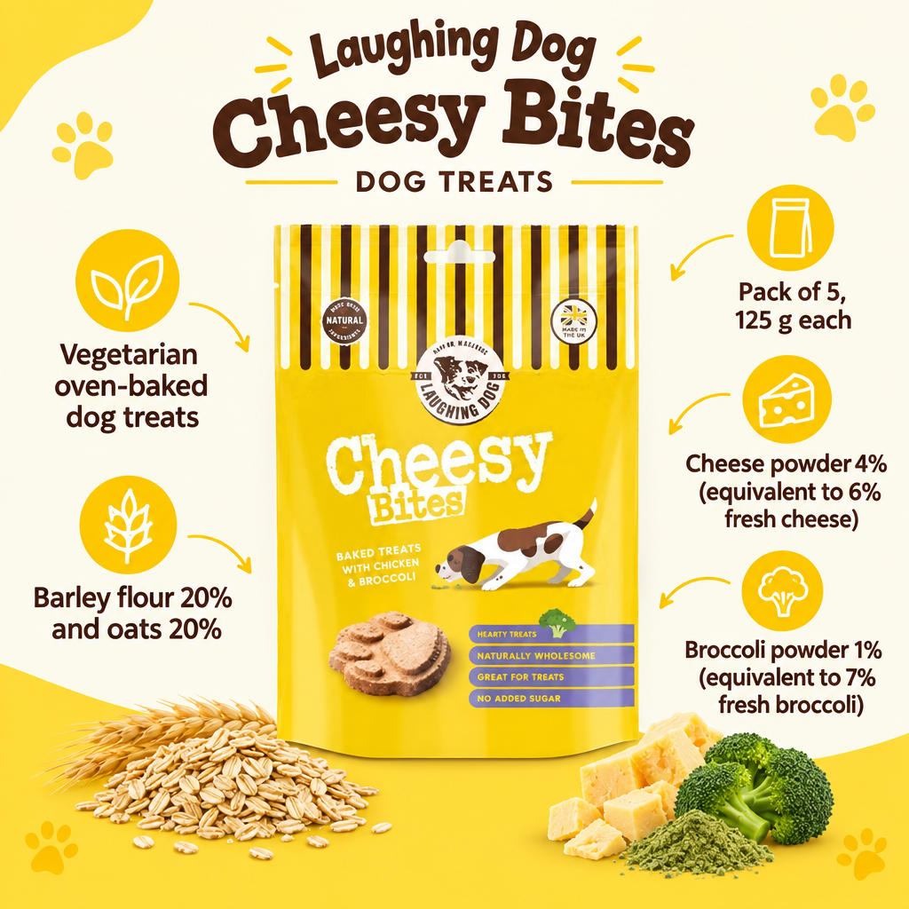Laughing Dog Cheesy Bites infographic draft