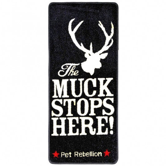 Pet Rebellion Stop Muddy Paws Mat - The Muck Stops Here Black 45cm x 100cm