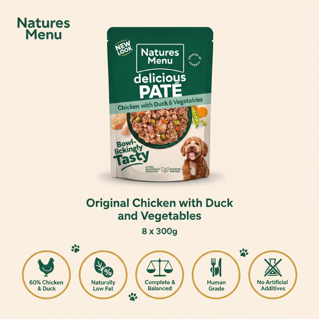 Natures Menu Pate Pouch Chicken with Duck & Vegetables Infographic
