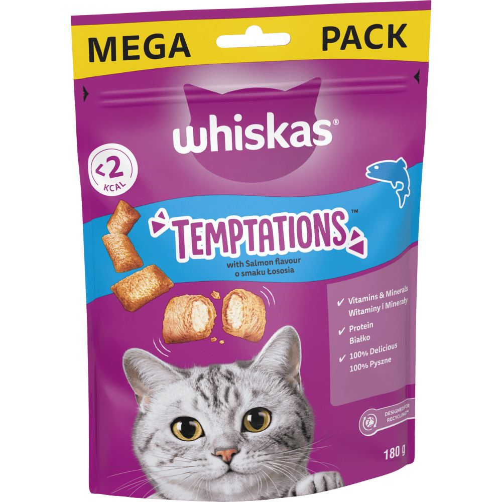 Whiskas Temptations Cat Treats Salmon 6 x 60g