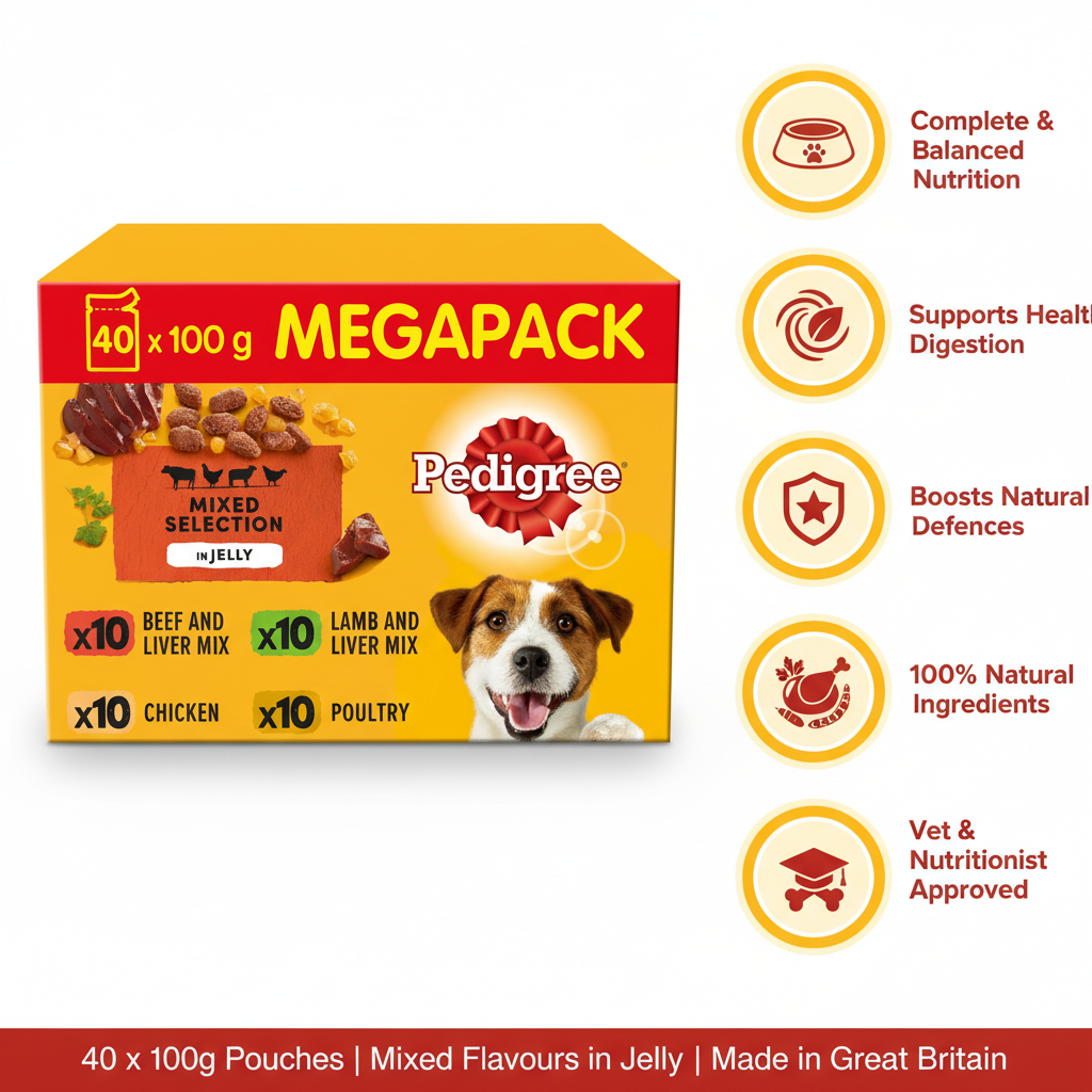 Pedigree Adult Mixed Selection in Jelly Infographic
