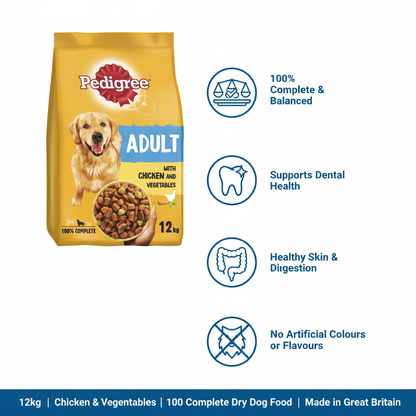 Pedigree Complete Adult Chicken & Vegetables 12kg Infographic