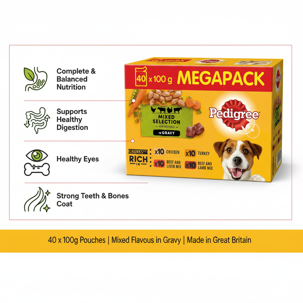 Pedigree MEGA Pack Infographic with Packshot