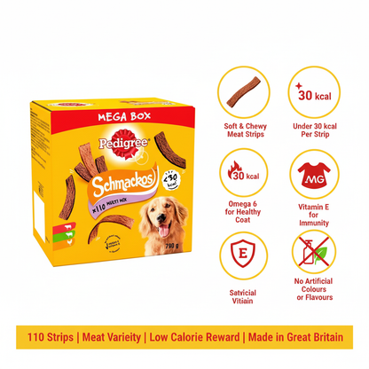 Pedigree Schmackos Meat Variety 110 Pack Infographic