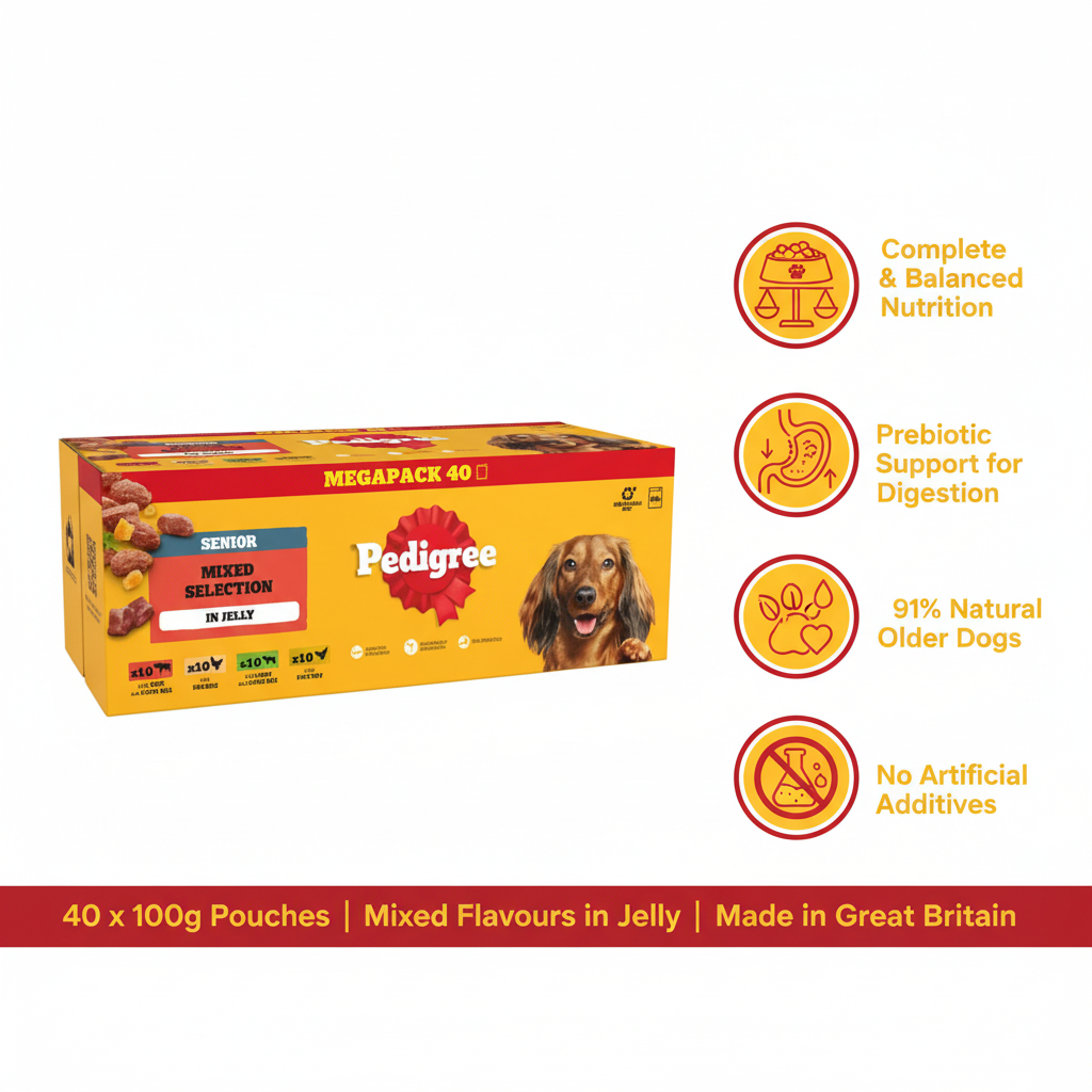 Pedigree Senior Mixed Selection in Jelly Infographic
