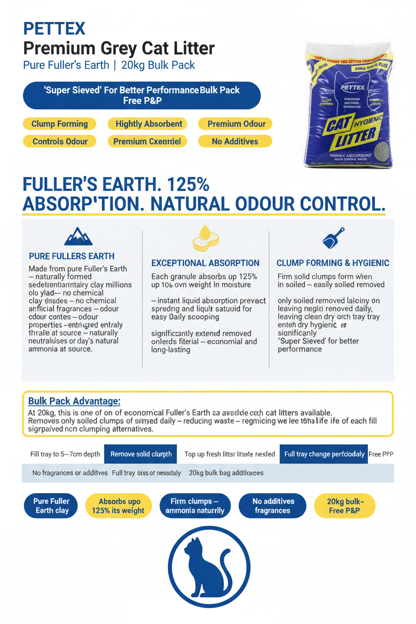 Pettex Premium Grey Cat Litter Infographic