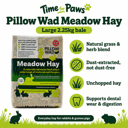 Pillow Wad Meadow Hay 2.25kg benefits infographic