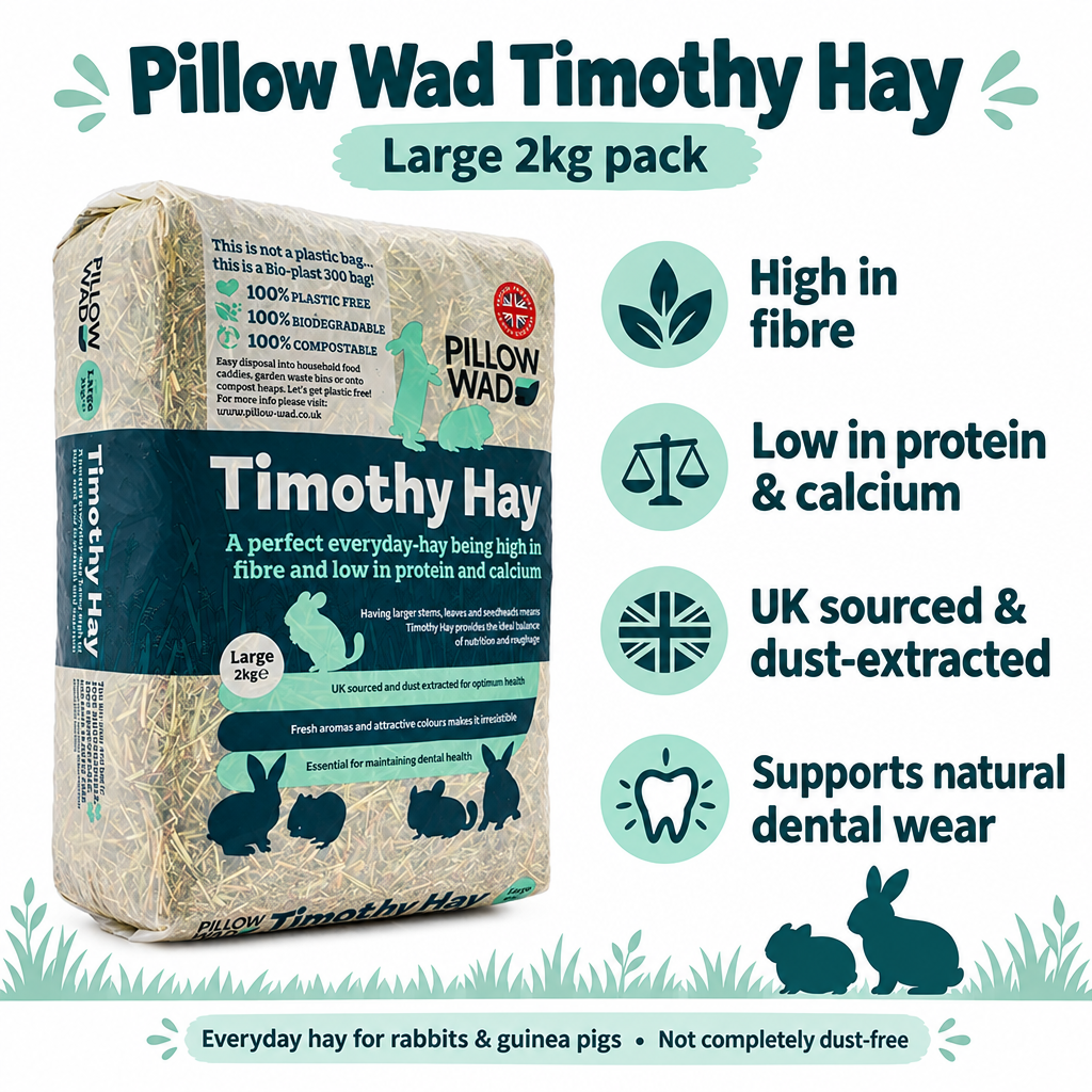 Pillow Wad Timothy Hay Large 2kg benefits infographic